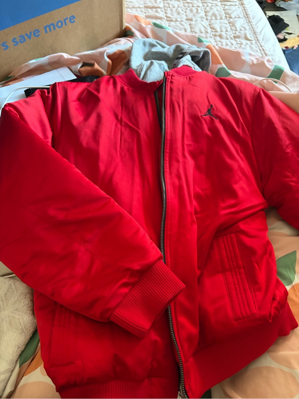 Jordan Red Youth Boys 13-15Y Bomber Jacket with Jumpman Logo